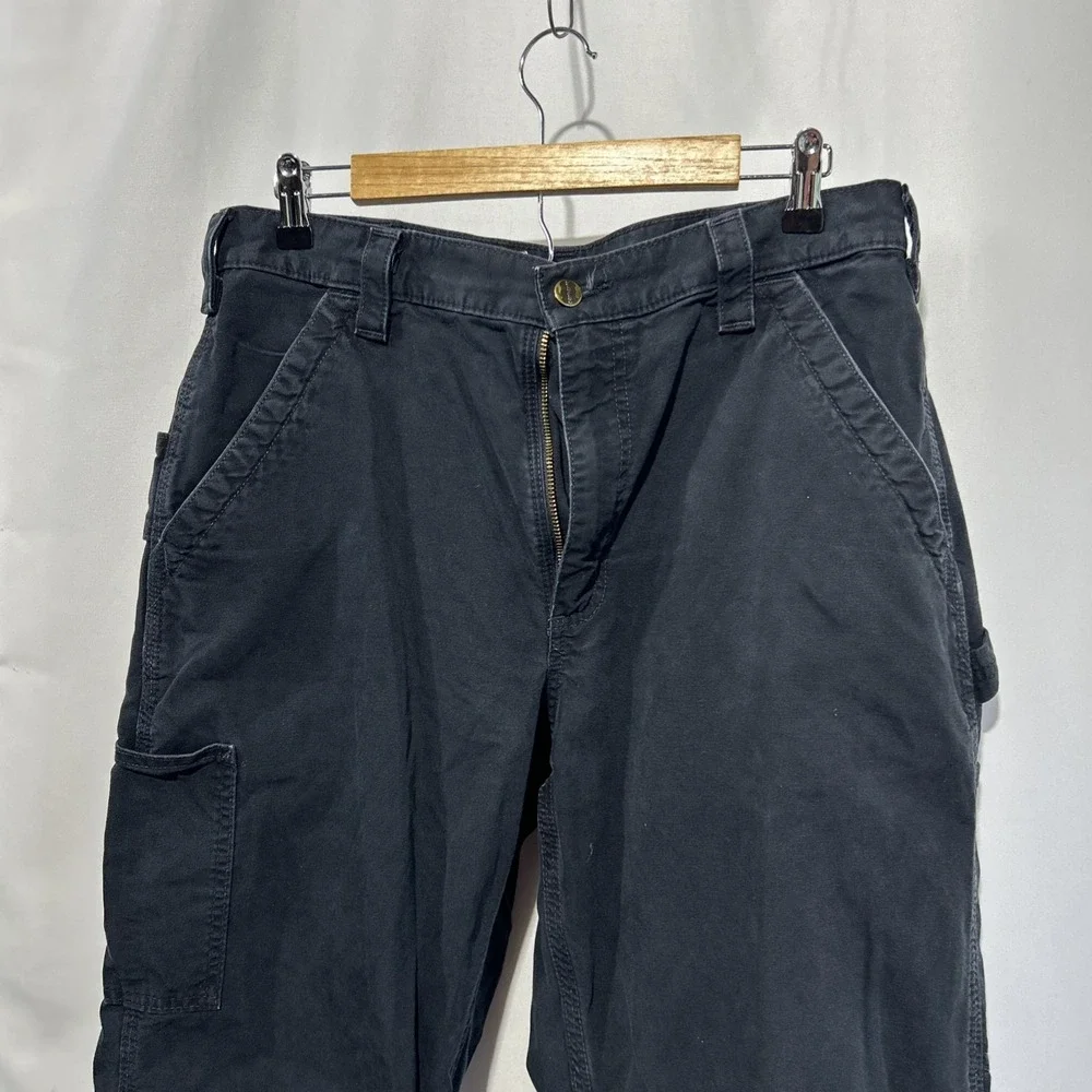 Carhartt B151 BLK Work Pants 34x32 Loose Fit Black Utility Cargo Cotton Mens